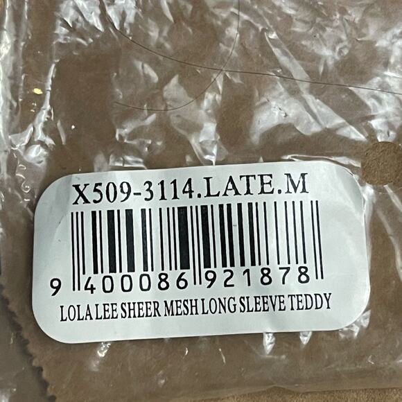 Frederick's of Hollywood Lola Lee Mesh Long Sleeve Sheer Teddy Latte M NWT‎ - Picture 10 of 10